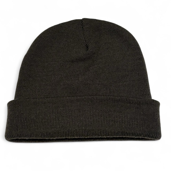 Nike Youth Cuffed Knit Beanie Gray Green Swoosh Logo Hat - Picture 2 of 4